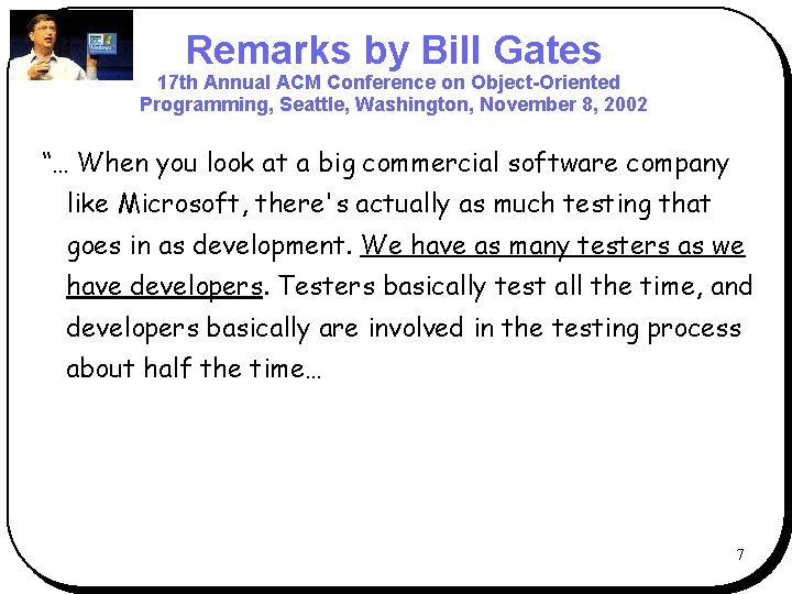 b. Eg. In. Sl. Id. E Remarks by Bill Gates 17 th Annual ACM