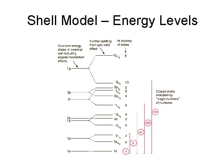 Shell Model – Energy Levels 