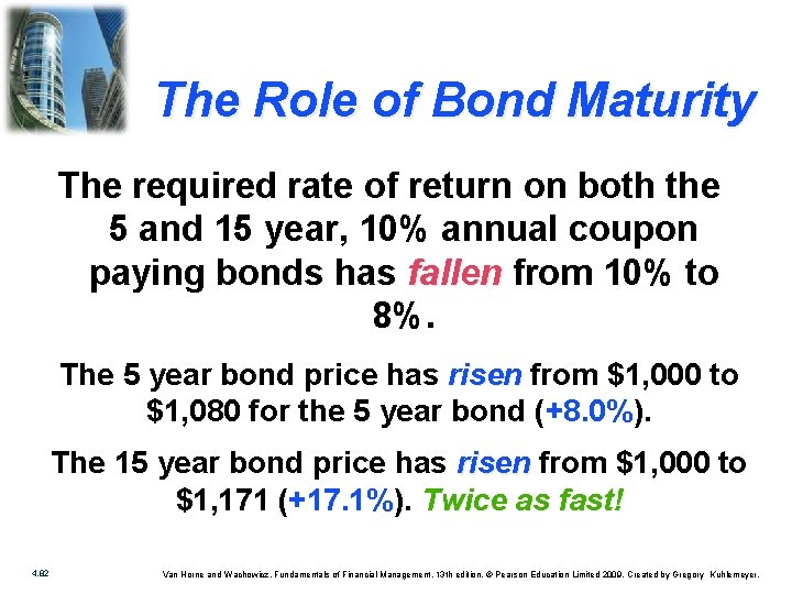The Role of Bond Maturity The required rate of return on both the 5
