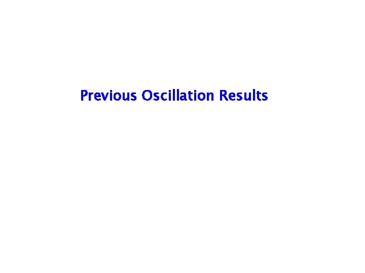 Previous Oscillation Results Previous Oscillation Results