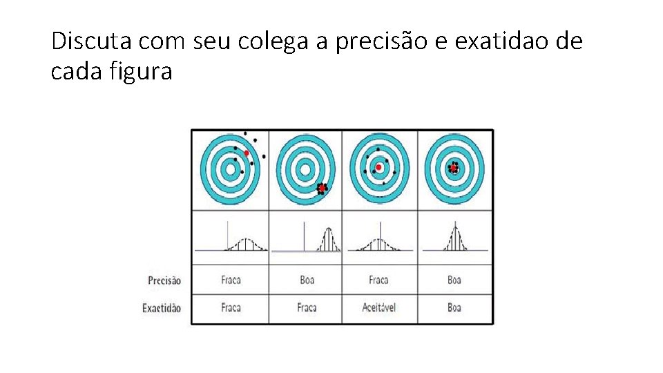 Discuta com seu colega a precisão e exatidao de cada figura 