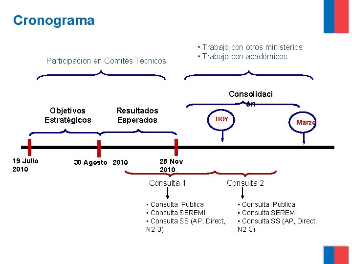 Cronograma Participación en Comités Técnicos Objetivos Estratégicos 19 Julio 2010 Consolidaci ón Resultados Esperados