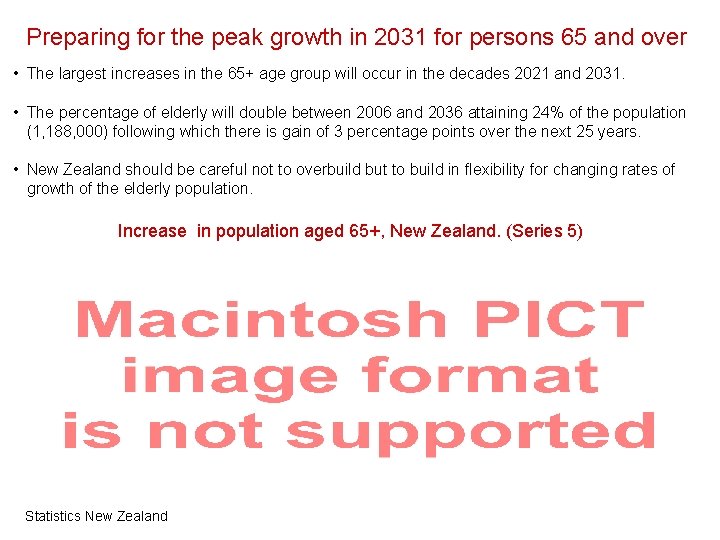 Preparing for the peak growth in 2031 for persons 65 and over • The
