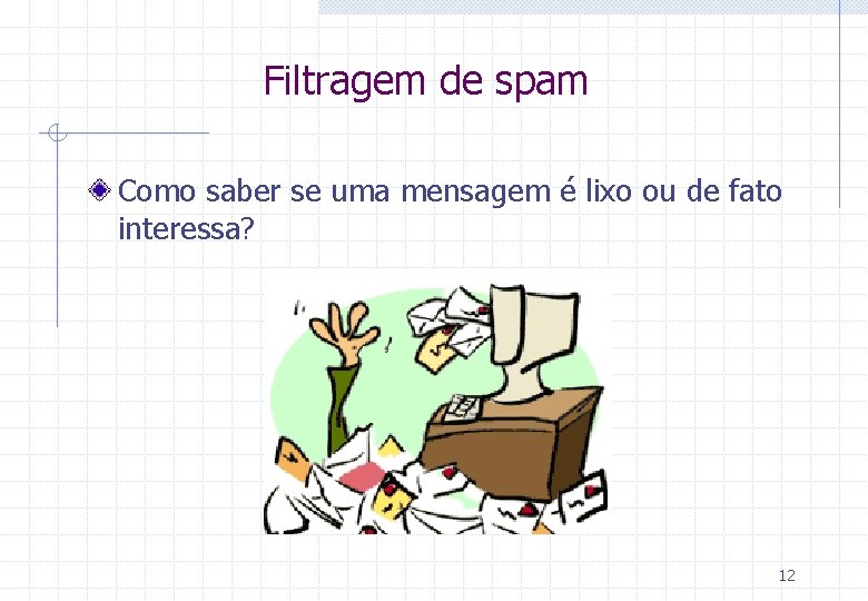 Filtragem de spam Como saber se uma mensagem é lixo ou de fato interessa?