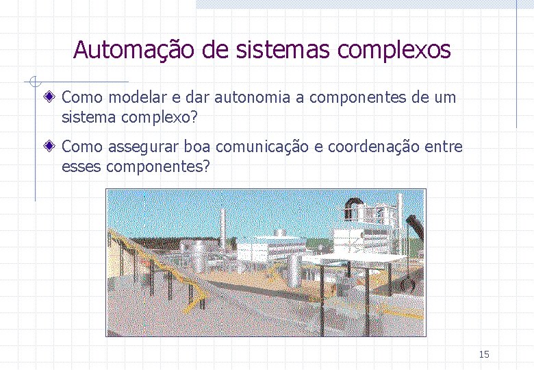 Automação de sistemas complexos Como modelar e dar autonomia a componentes de um sistema