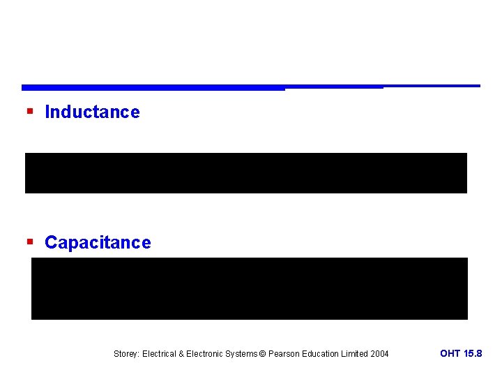 § Inductance § Capacitance Storey: Electrical & Electronic Systems © Pearson Education Limited 2004