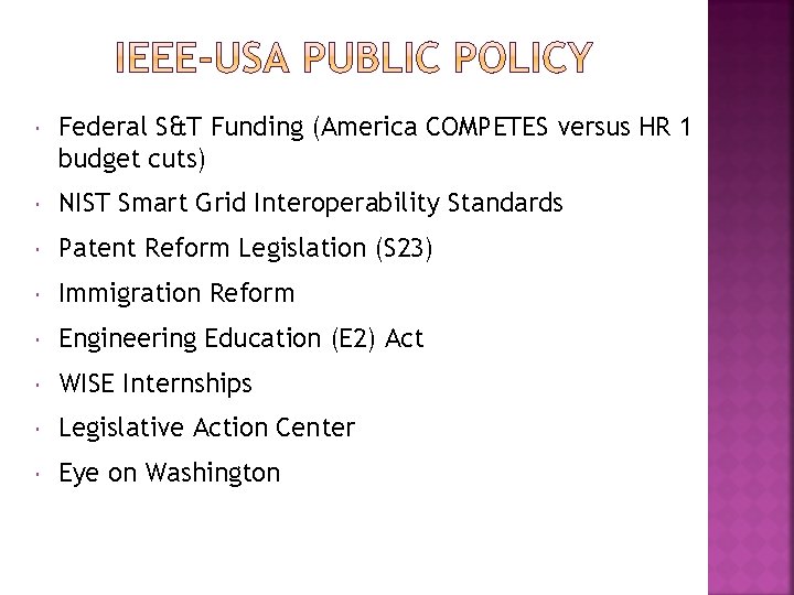  Federal S&T Funding (America COMPETES versus HR 1 budget cuts) NIST Smart Grid