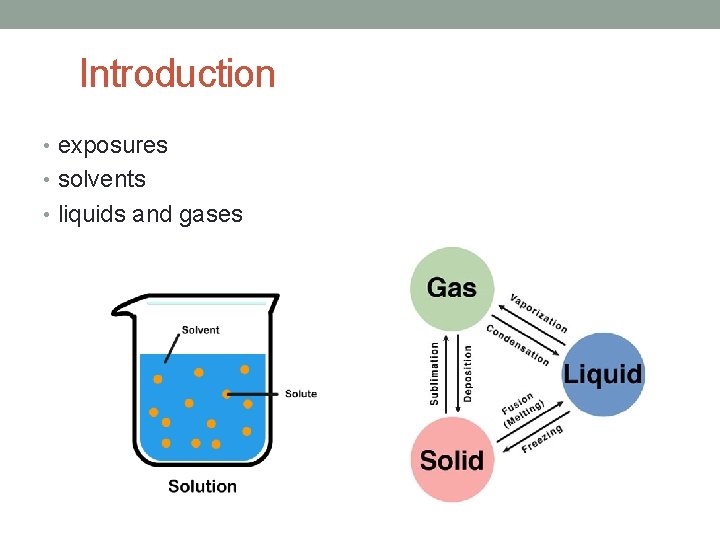 Introduction • exposures • solvents • liquids and gases 