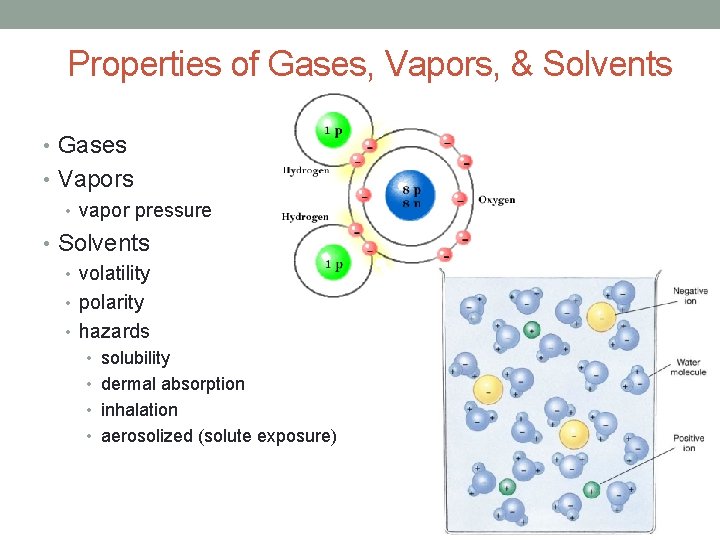 Properties of Gases, Vapors, & Solvents • Gases • Vapors • vapor pressure •