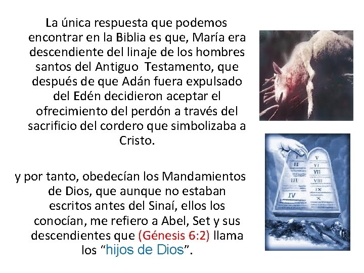  La única respuesta que podemos encontrar en la Biblia es que, María era