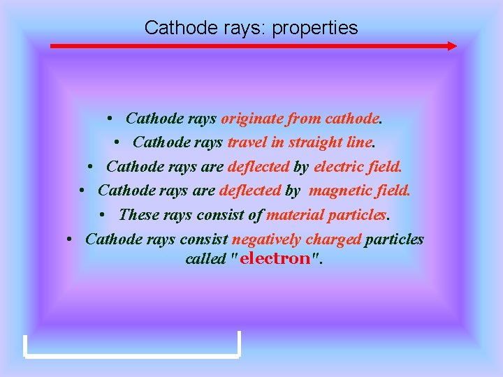 Cathode rays: properties • Cathode rays originate from cathode. • Cathode rays travel in