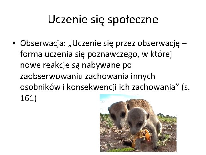 Uczenie się społeczne • Obserwacja: „Uczenie się przez obserwację – forma uczenia się poznawczego,