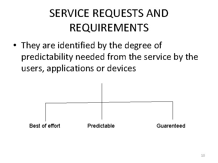 SERVICE REQUESTS AND REQUIREMENTS • They are identified by the degree of predictability needed
