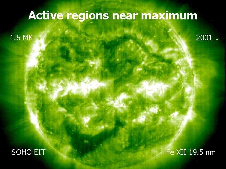 Active regions near maximum 1. 6 MK SOHO EIT 2001 Fe XII 19. 5