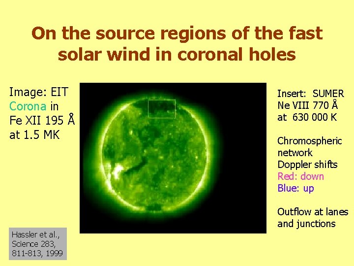 On the source regions of the fast solar wind in coronal holes Image: EIT