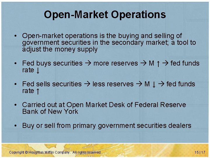 Open-Market Operations • Open-market operations is the buying and selling of government securities in Open-Market Operations • Open-market operations is the buying and selling of government securities in