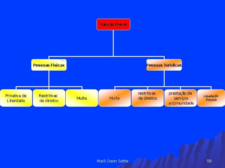 Sanção Penal Pessoas Jurídicas Pessoas Físicas Privativa de Liberdade Restritivas de direitos Multa Marli