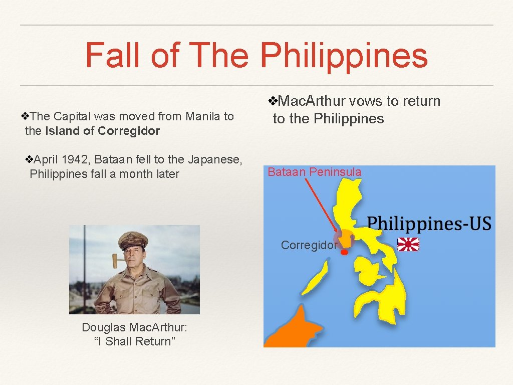 Fall of The Philippines The Capital was moved from Manila to the Island of