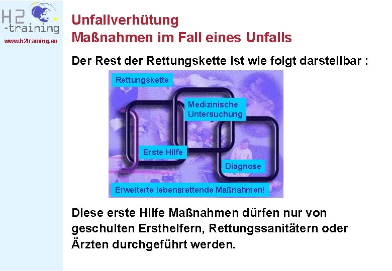 www. h 2 training. eu Unfallverhütung Maßnahmen im Fall eines Unfalls Der Rest der