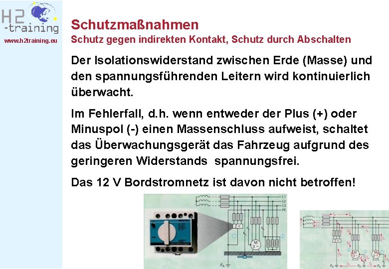 Schutzmaßnahmen www. h 2 training. eu Schutz gegen indirekten Kontakt, Schutz durch Abschalten Der