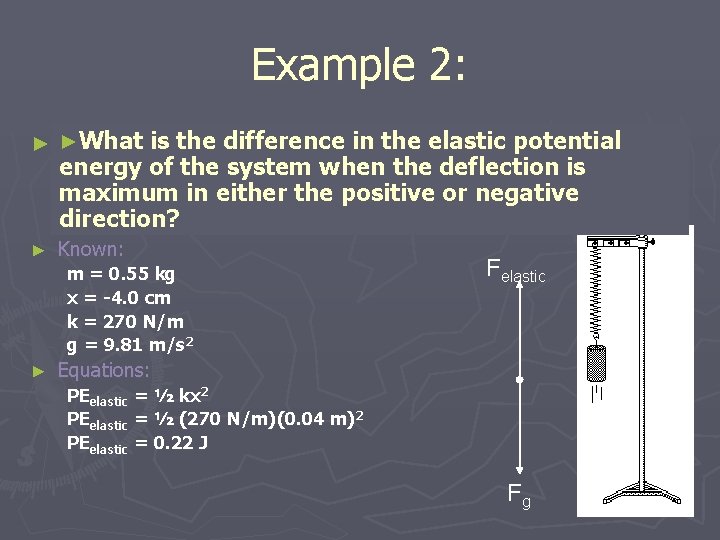 Example 2: ►What is the difference in the potential ►A 0. 55 kg mass