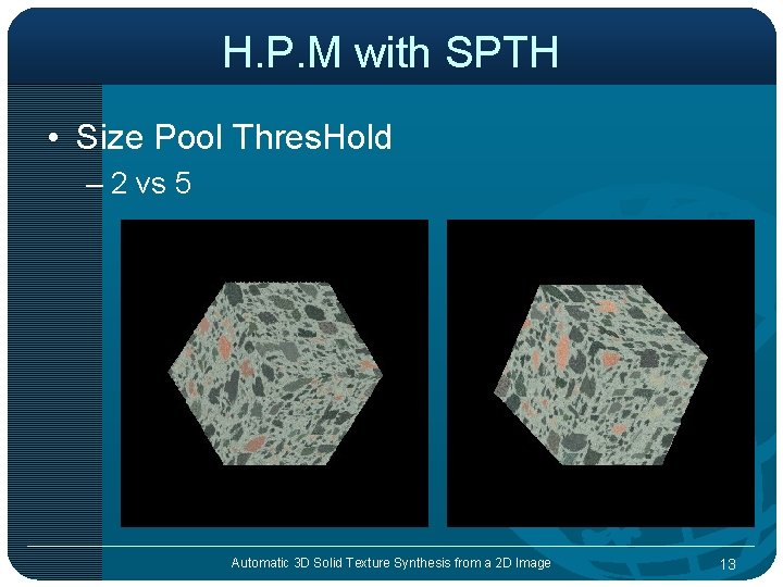 H. P. M with SPTH • Size Pool Thres. Hold – 2 vs 5