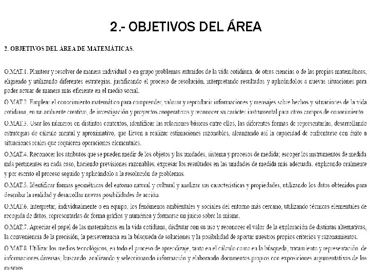 2. - OBJETIVOS DEL ÁREA 