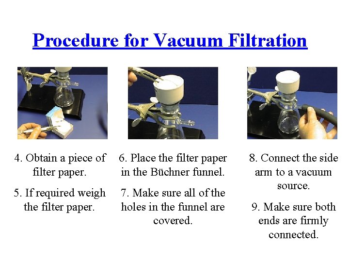 Procedure for Vacuum Filtration 8. Connect the side 4. Obtain a piece of 6.