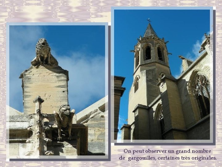 On peut observer un grand nombre de gargouilles, certaines très originales. 