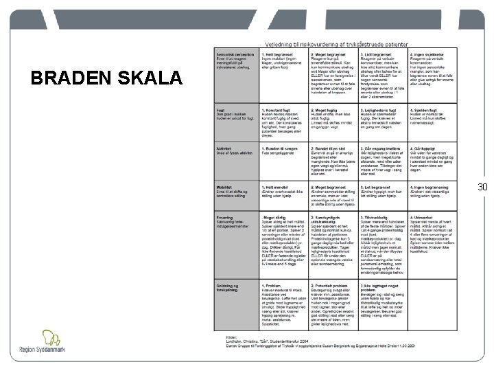 BRADEN SKALA 30 