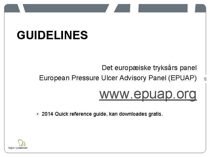 GUIDELINES Det europæiske tryksårs panel European Pressure Ulcer Advisory Panel (EPUAP) www. epuap. org