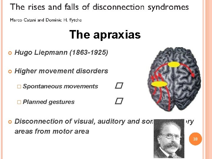 The apraxias Hugo Liepmann (1863 -1925) Higher movement disorders � Spontaneous � Planned movements