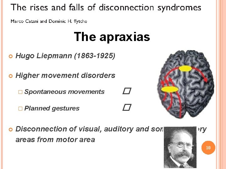 The apraxias Hugo Liepmann (1863 -1925) Higher movement disorders � Spontaneous � Planned movements