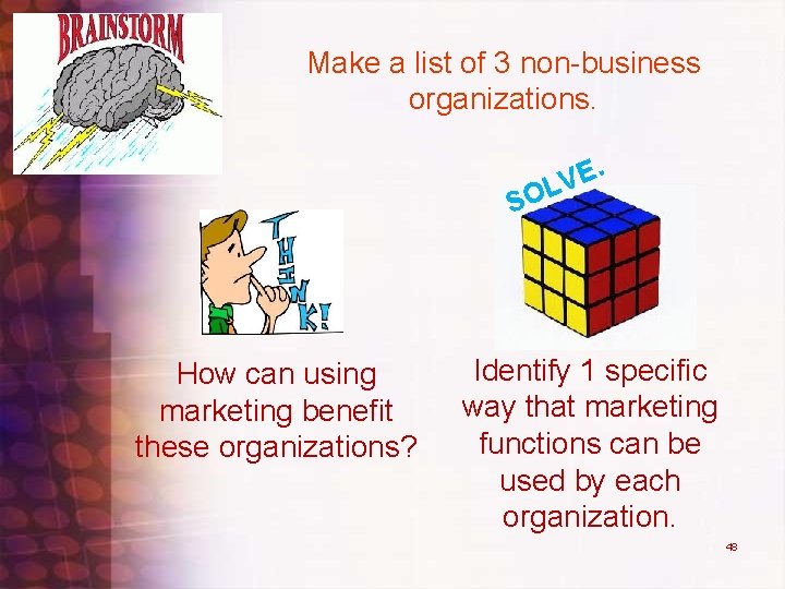 Make a list of 3 non-business organizations. . LVE SO How can using marketing Make a list of 3 non-business organizations. . LVE SO How can using marketing