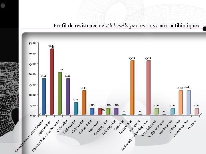 Profil de résistance de Klebsiella pneumoniae aux antibiotiques 