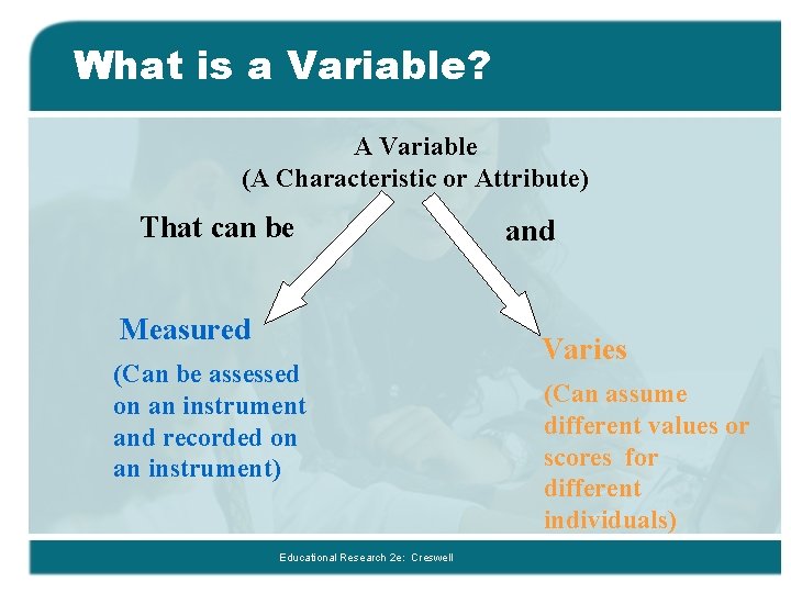 What is a Variable? A Variable (A Characteristic or Attribute) That can be Measured