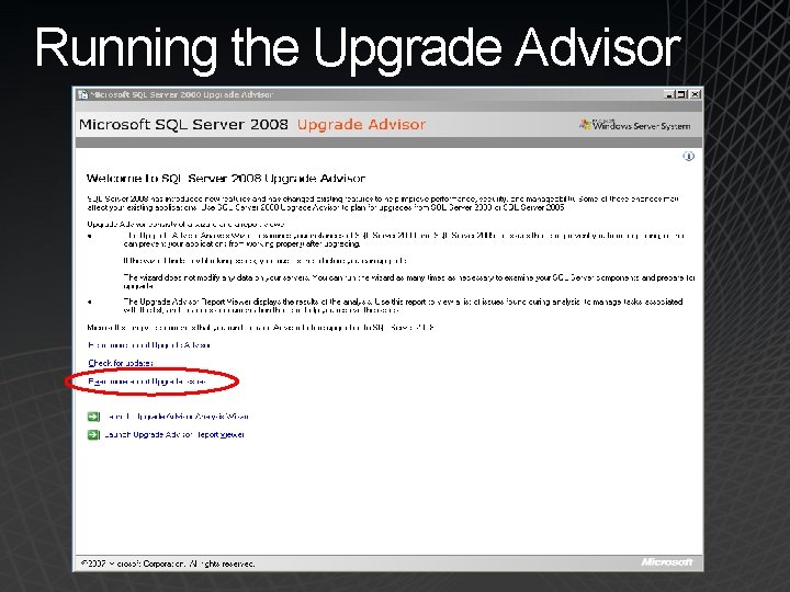 Running the Upgrade Advisor 