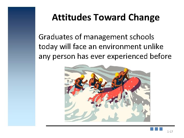 Attitudes Toward Change Graduates of management schools today will face an environment unlike any
