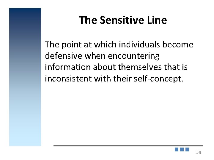 The Sensitive Line The point at which individuals become defensive when encountering information about