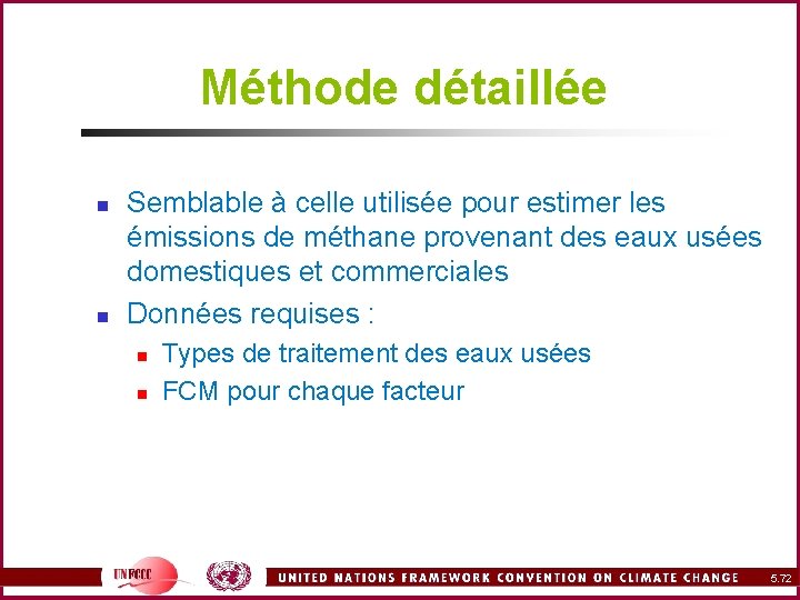 Méthode détaillée n n Semblable à celle utilisée pour estimer les émissions de méthane