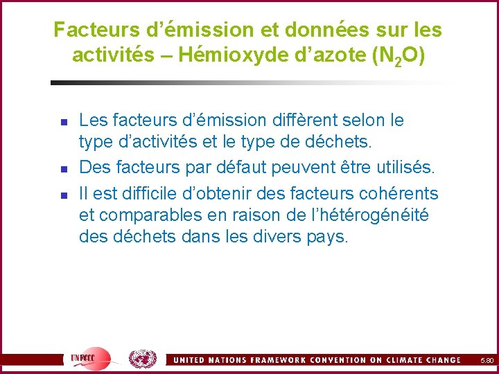 Facteurs d’émission et données sur les activités – Hémioxyde d’azote (N 2 O) n