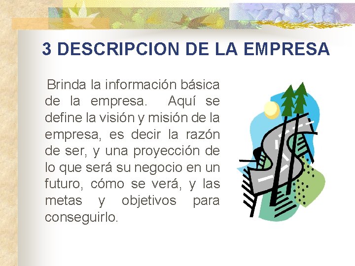 3 DESCRIPCION DE LA EMPRESA Brinda la información básica de la empresa. Aquí se