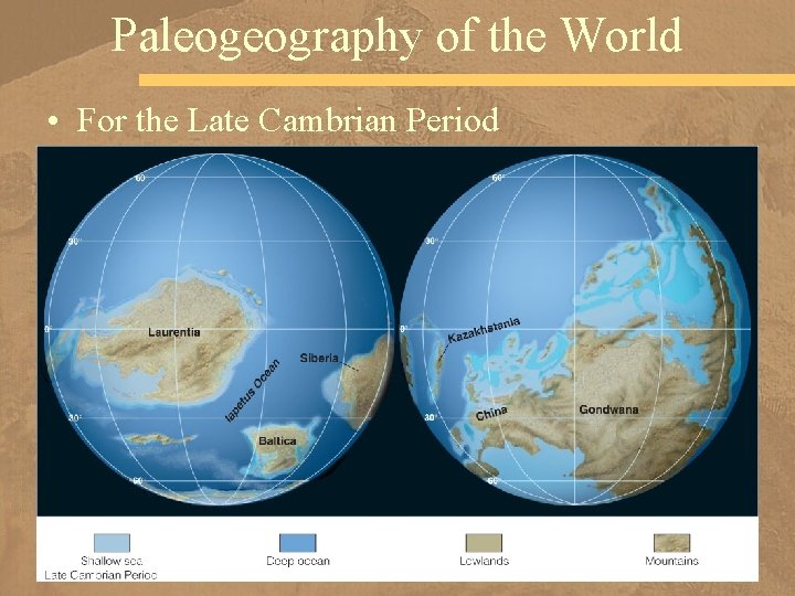 Paleogeography of the World • For the Late Cambrian Period 