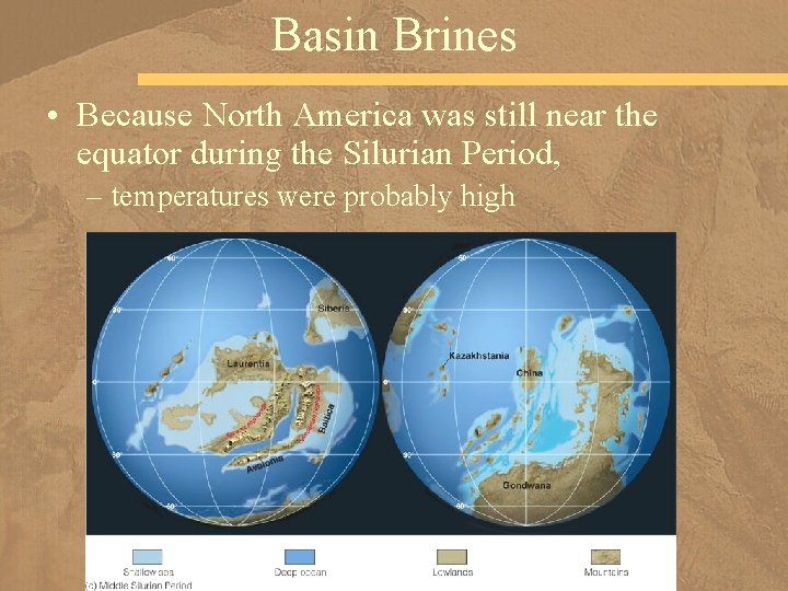 Basin Brines • Because North America was still near the equator during the Silurian