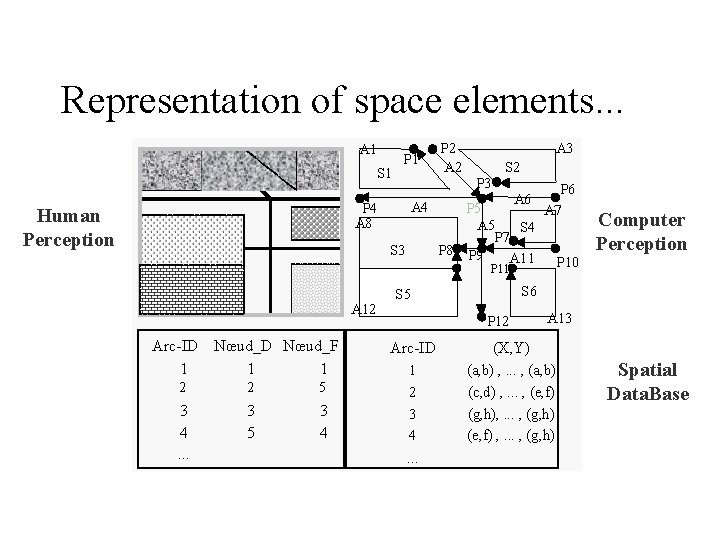 Representation of space elements. . . A 1 S 1 P 1 A 3