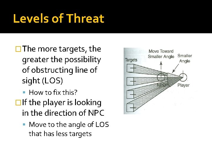 Levels of Threat �The more targets, the greater the possibility of obstructing line of