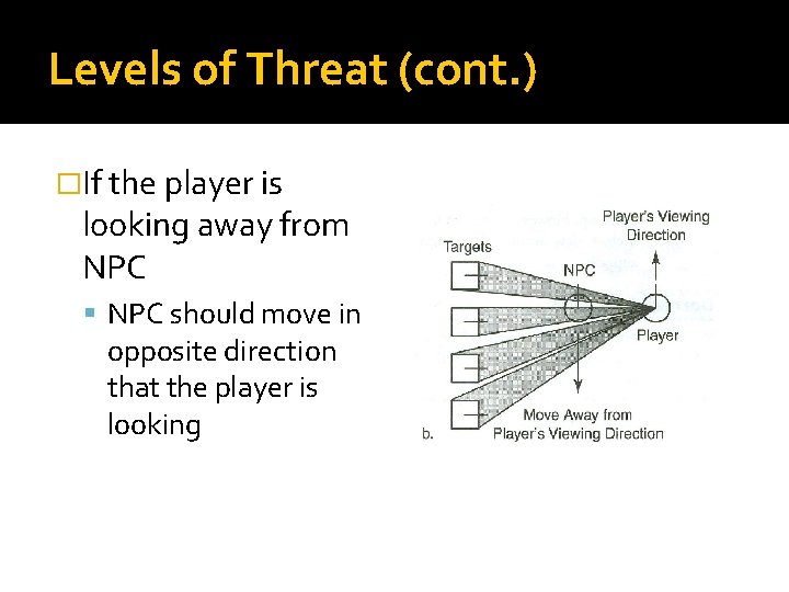 Levels of Threat (cont. ) �If the player is looking away from NPC should