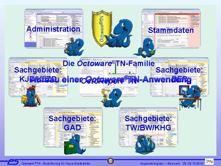 Administration Stammdaten Die Octoware®TN-Familie Sachgebiete: BER KJD/KJZD Aufbau einer. Octo. Report Octoware®®TN TN-Anwendung Sachgebiete: