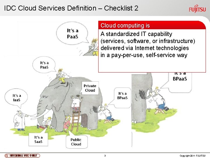 IDC Cloud Services Definition – Checklist 2 Cloud computing is A standardized IT capability