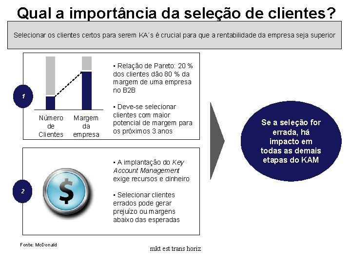 Qual a importância da seleção de clientes? Selecionar os clientes certos para serem KA´s